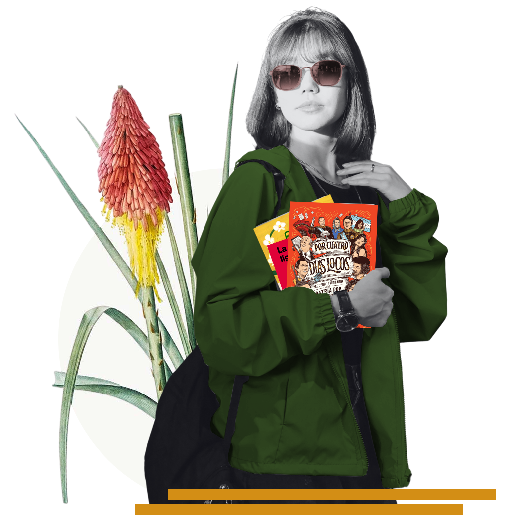 image of a woman with books